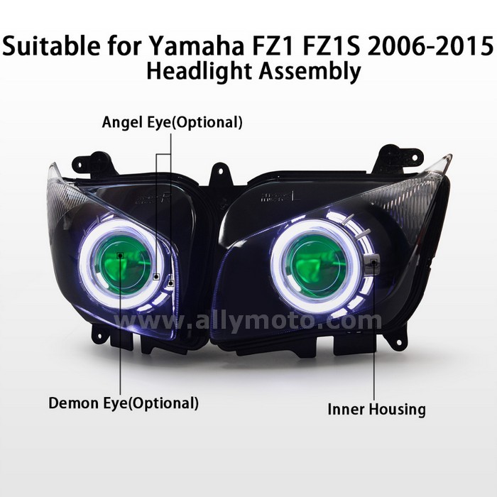 033 Angel Demon Eyes Green Headlight Yamaha Fz1 Fz1S 2006-2015-5 033 Angel Demon Eyes Green Headlight Yamaha Fz1 Fz1S 2006-2015-5